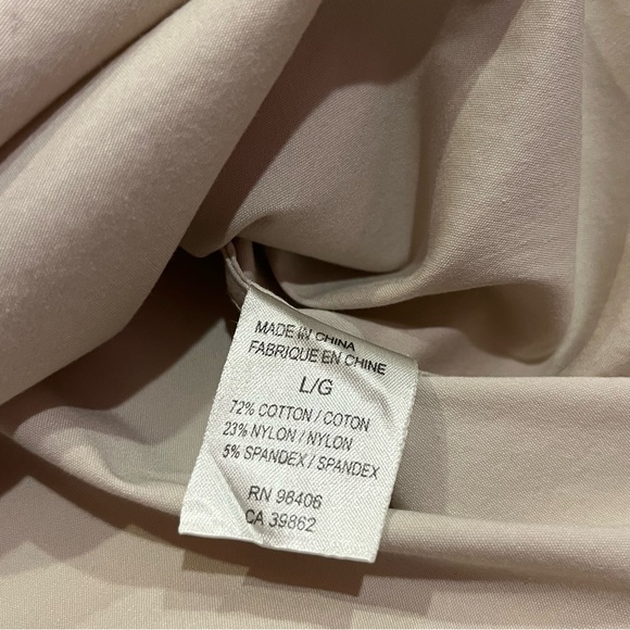 Theory Ivy Button Down French Cuff Stretch Cotton Shirt Size L Tan - Picture 6 of 8